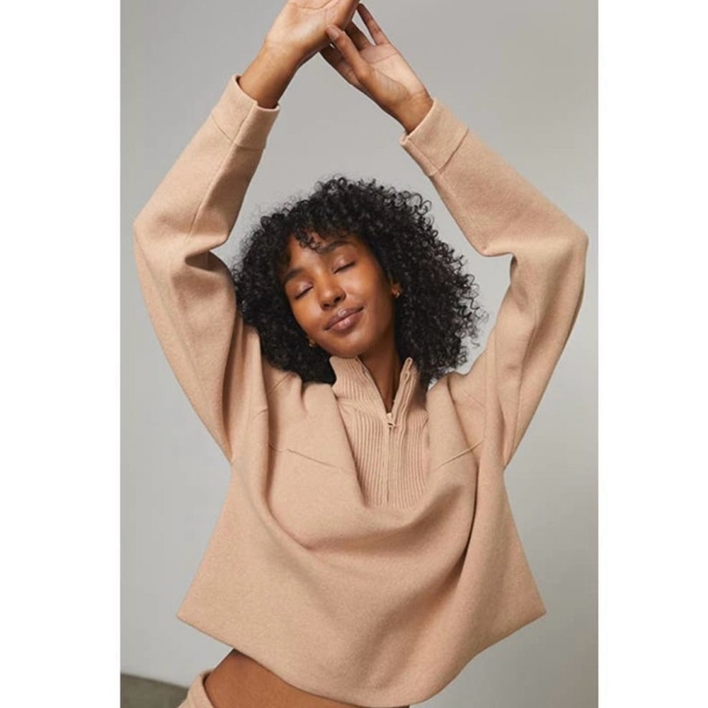 Lunya Organic Cotton-Silk Quarter-Zip Luxury Sweater S